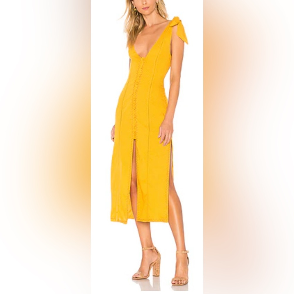 Tularosa x Revolve Birdie Midi Dress‎ in Yellow and Gold - S